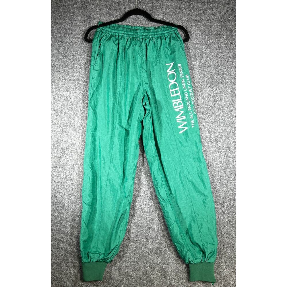 Vintage 80s Wimbledon Track Pants Green Windbreaker Joggers Small